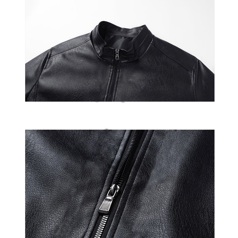 Autumn Winter Men's Motorcycle PU Leather Jacket Coat Biker New Fashion Leather image 5