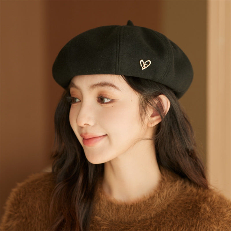 Japanese-style women's big-head beret for spring and autumn Korean retro all-ma image 4