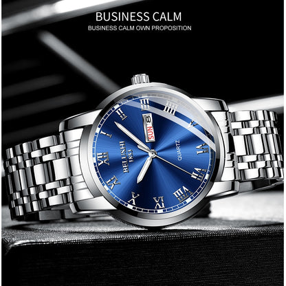 BELUSHI Men's Fashion Business Quartz Watches Top Luxury Brand Full Steel Water image 14