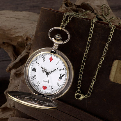 New Bronze Quartz Pocket Watch Retro Alice Theme Pocket Fob Watch Pendant Neckl image 2