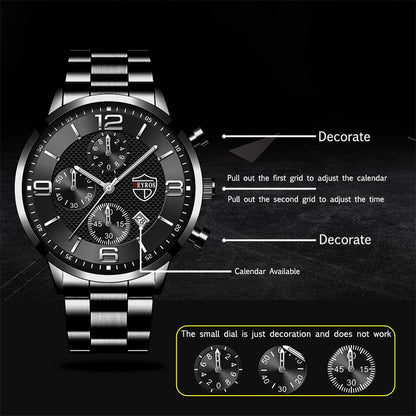 Luxury Mens Sports Casual Watches For Men Fashion Stainless Steel Calendar Quar image 6