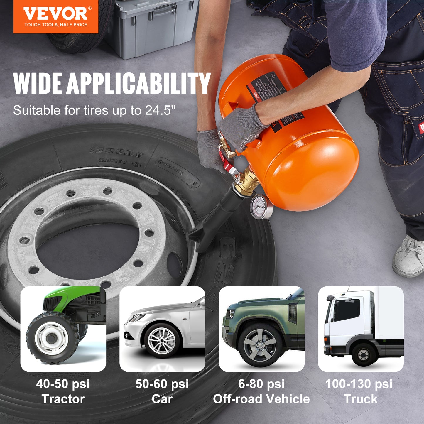 VEVOR Tire Bead Seater 5 Gal/19L Air Tire Bead Blaster 145 PSI Seating Tool Inf image 4