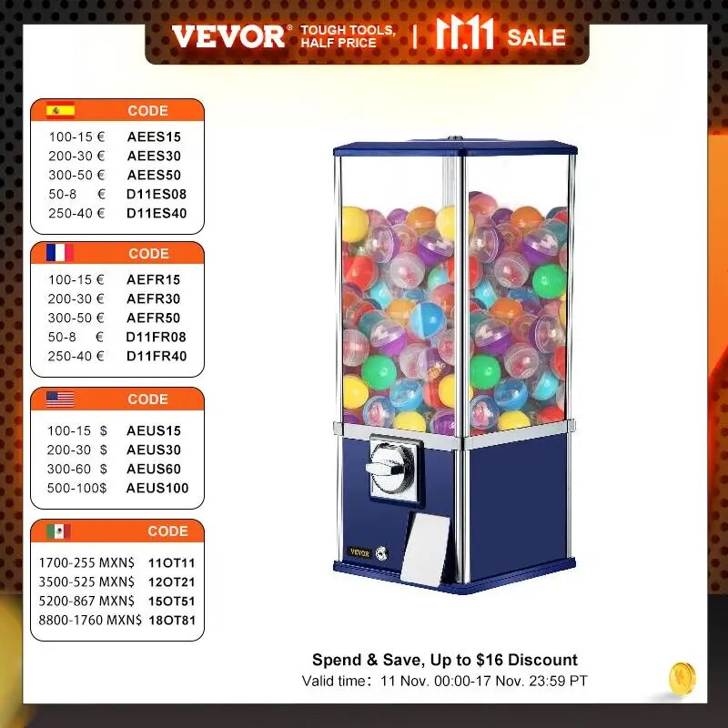 VEVOR 25.2 In Gumball Dispenser Height Candy Machine Huge Load Capacity Vintage image 1