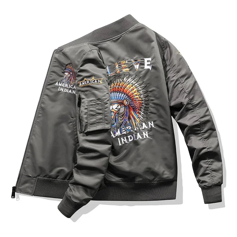 Air Force Ma1 Pilot Jacket Men's Colorful Indians Embroidered Baseball Uniform C image 4
