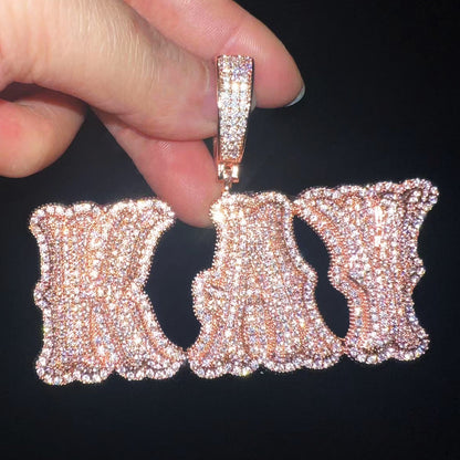 CUC NEW Custom Double Letter Name Pendant With Iced Out Zirconia Gold Silver Co image 4