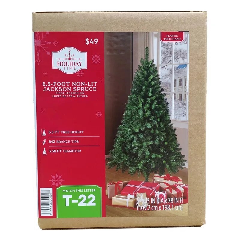 6.5 ft Non-Lit Jackson Spruce Artificial Christmas Tree, by Holiday Time image 7