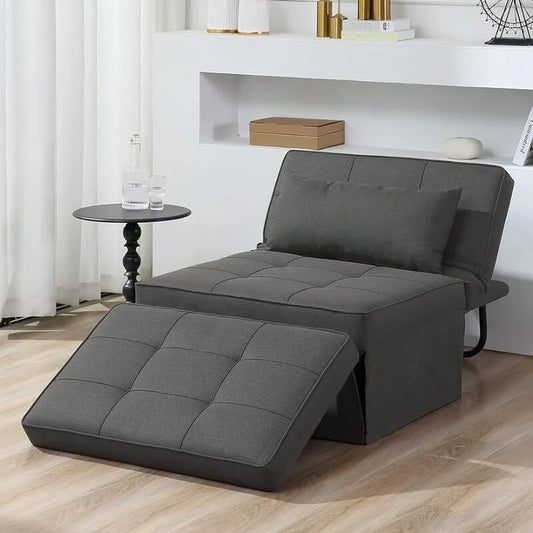 Sofa Bed, 4 in 1 Multi-Function Folding Ottoman Breathable Linen Couch Bed with image 0