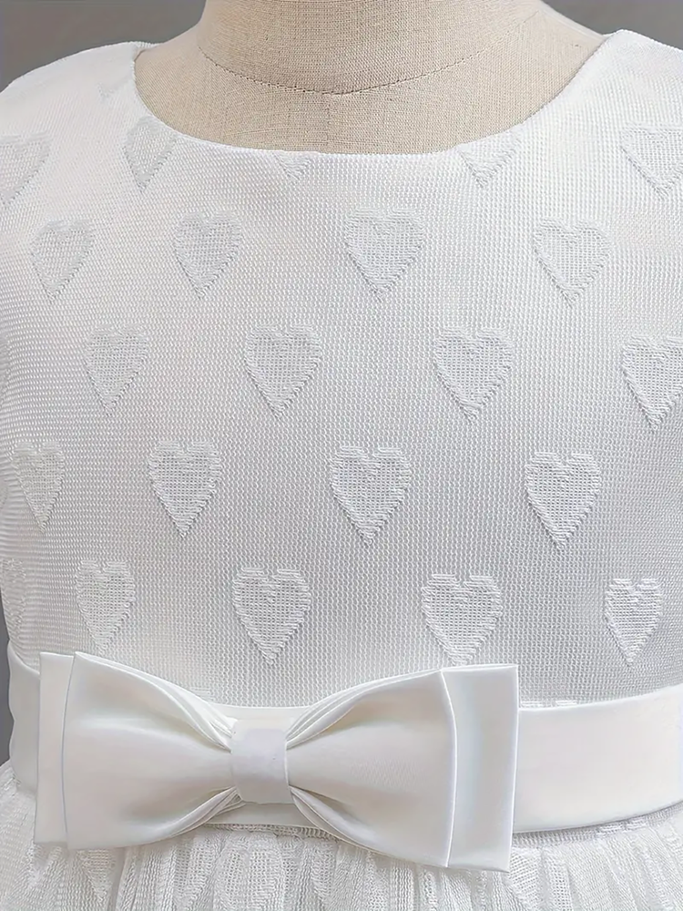 Girls Party Dresses Summer  Bow Princess Dress Kids Baptism Lace