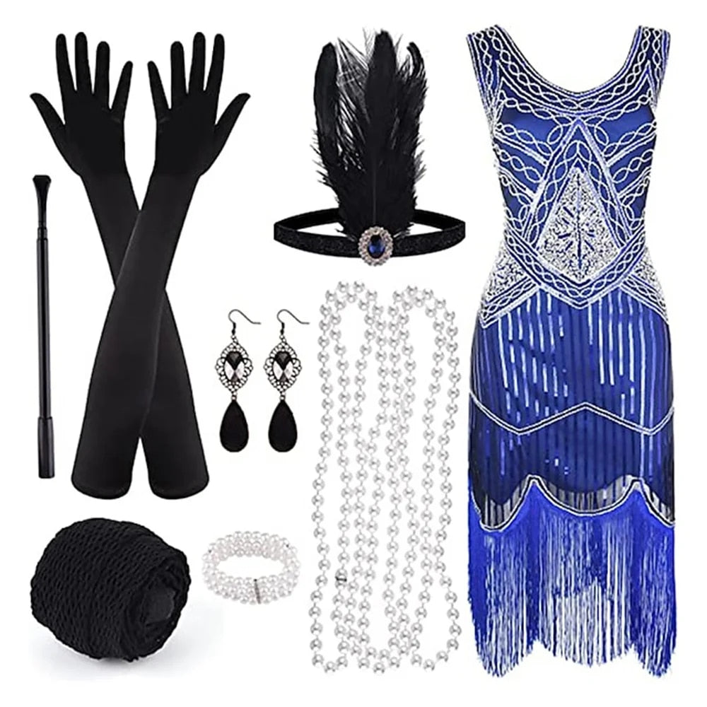 Retro 20s 1920s Flapper Dress Outfits Flapper Headband The Great Gatsby Women