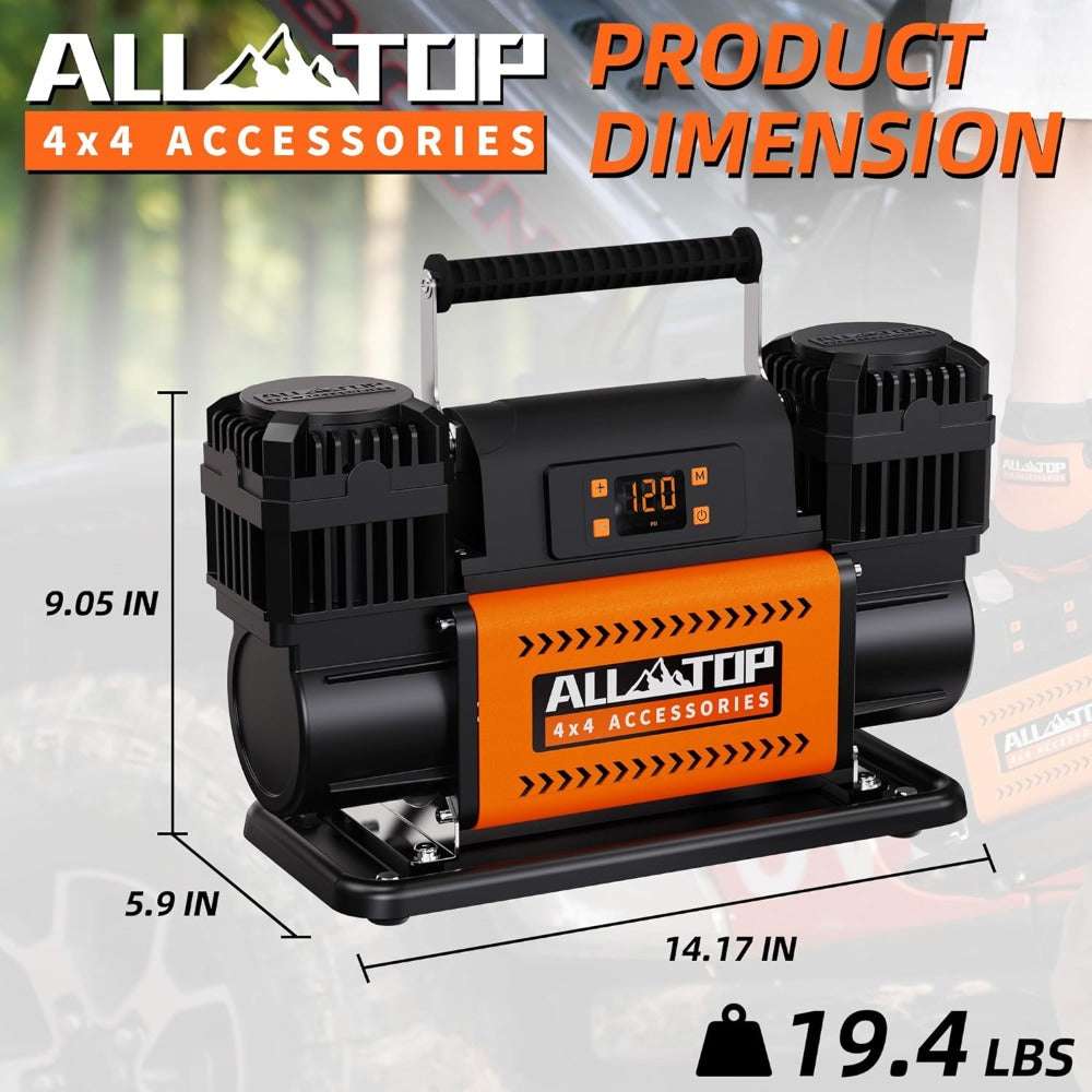 All-Top 12V Air Compressor W/Lcd Control Panel To Preset Target Pressure, 150Ps