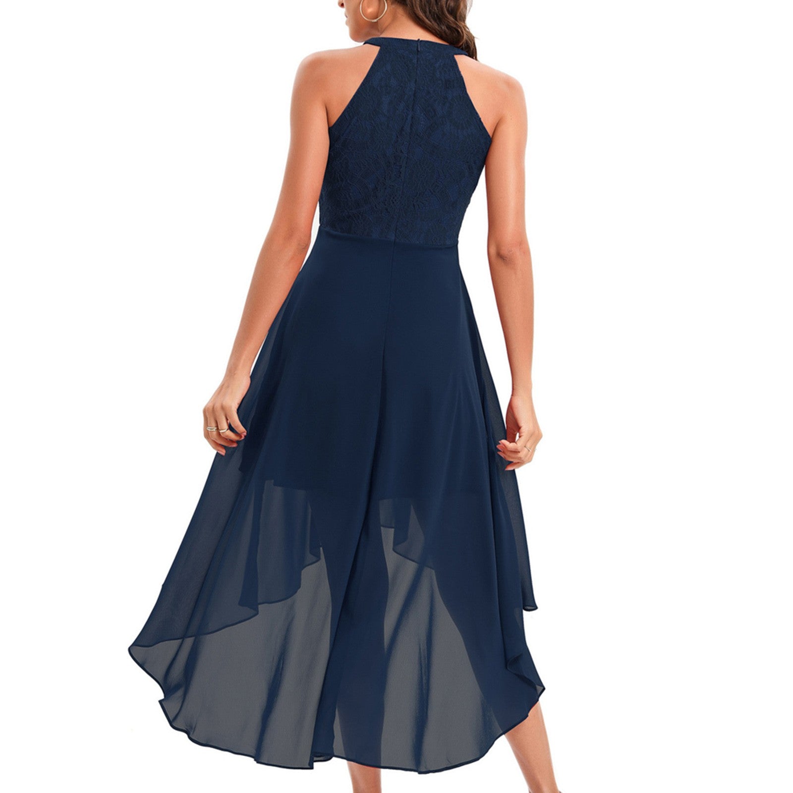 Elegant Lace Chiffon Party A Line Dresses Women  Off Shoulder Irregular For image 9