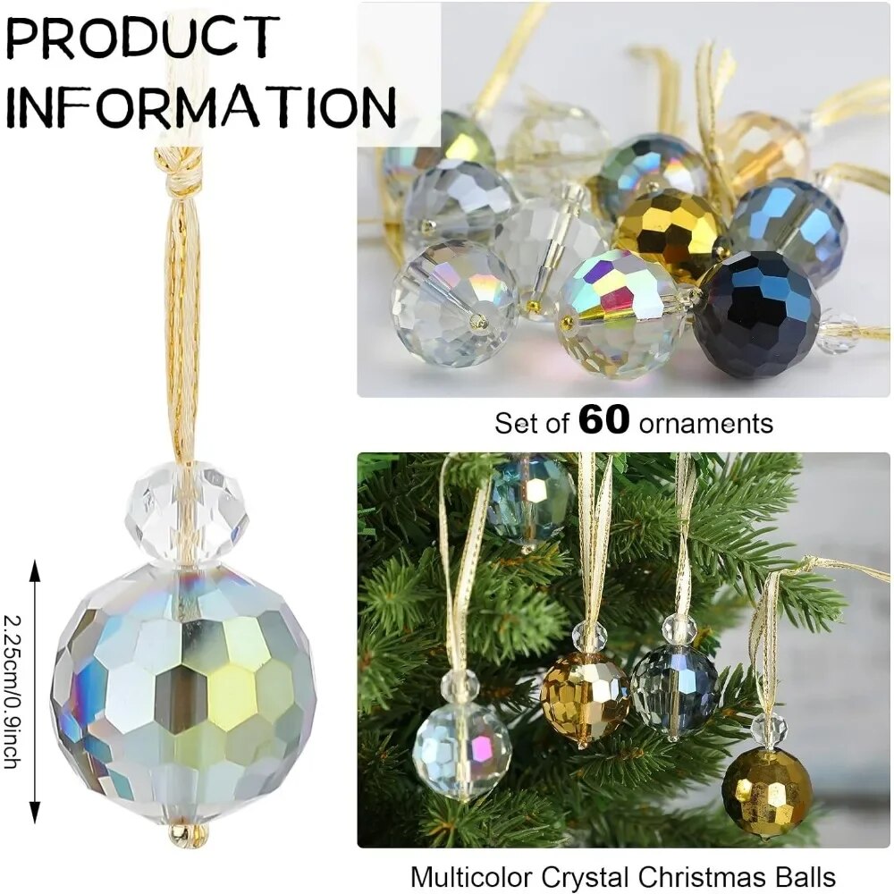 60 Pcs Multicolor Crystal Christmas Ball Ornaments Ball Colorful Glass Balls Ch image 4