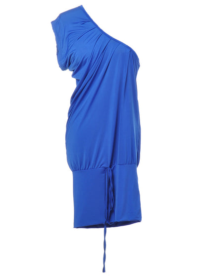 Summer Women Fit Blue One Shoulder Short Sleeve  Classy Tunic Party Dress image 1
