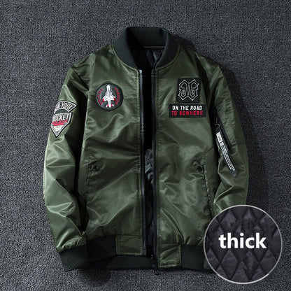 Joyswamm Men'S Military Pilot Bomber Jacket | Double-Side Wear | Badge Detail | Sizes M-7Xl