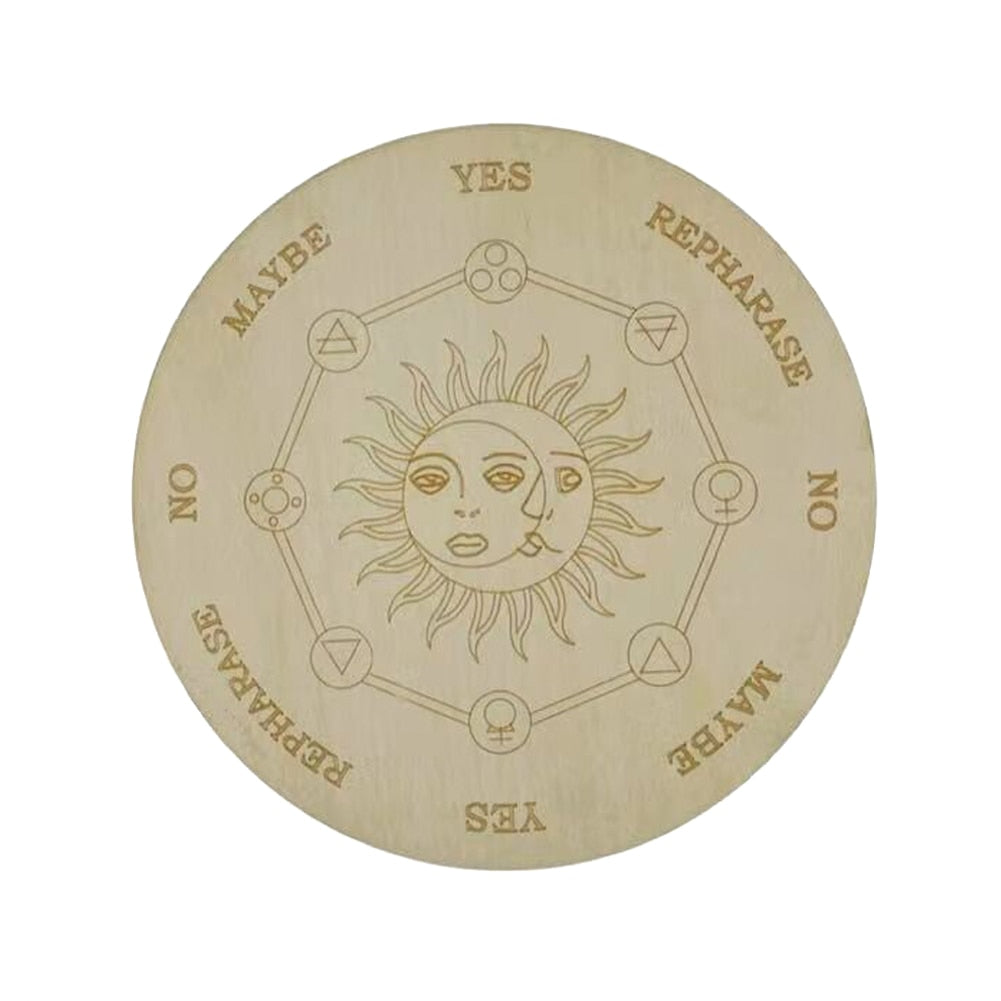 Wooden Pendulum Board with Moon Star Divination Healing Meditation Board Energy image 1