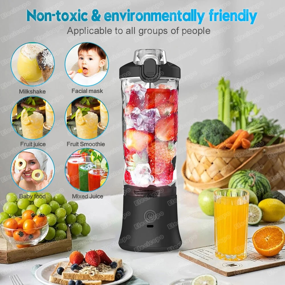 Portable Electric Juicer Fruit Mixers 600ML Blender with 4000mAh USB Rechargeab image 7