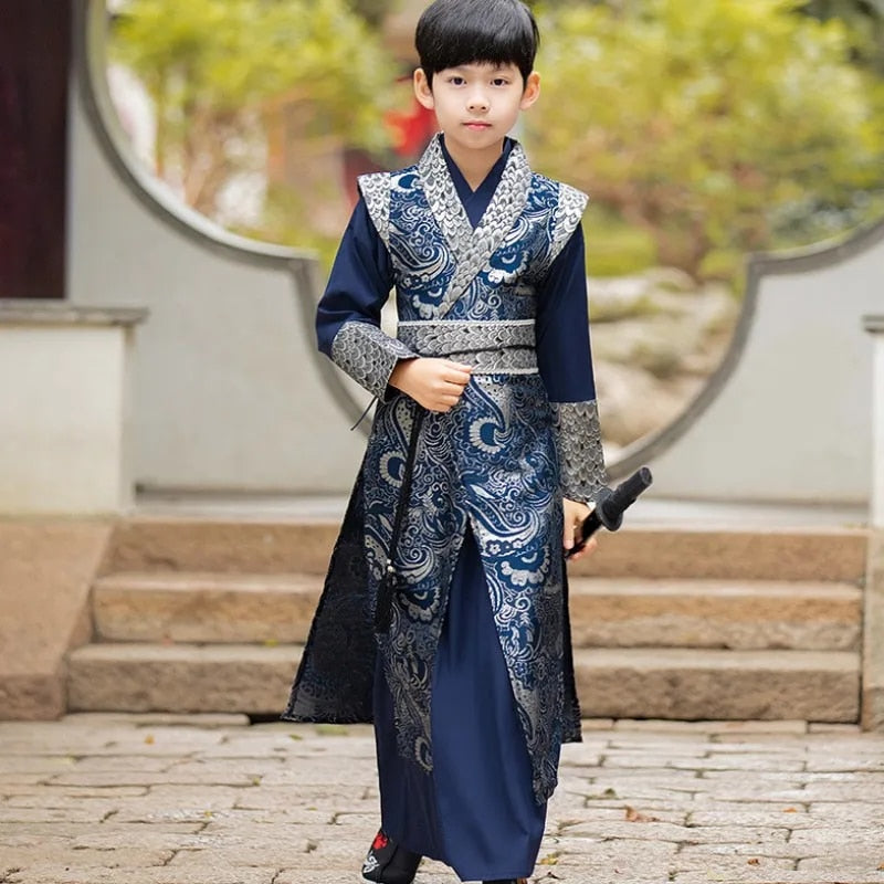 Middle Litter-aged Children's Spring Costume Brocade Satin Surface Chinese Trad