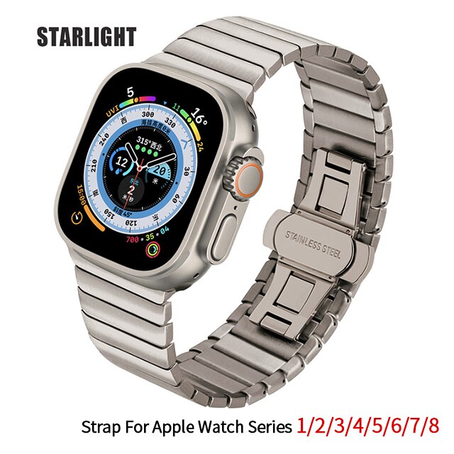 Luxury Stainless Steel Strap For Apple Watch Series 8 7 45mm 41mm 38 42 44 40 M image 2