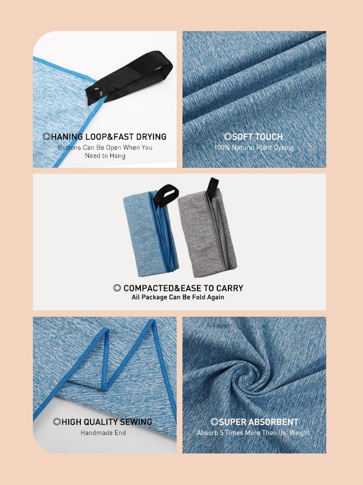 Microfiber Quick Dry Gym Towel Silver ION OdorFree Absorbent Fiber Fast Drying image 5