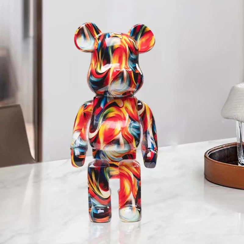 27cm Graffiti Bear Figurine Home Decoration Animal Statue Storage Money Jar Mod image 2