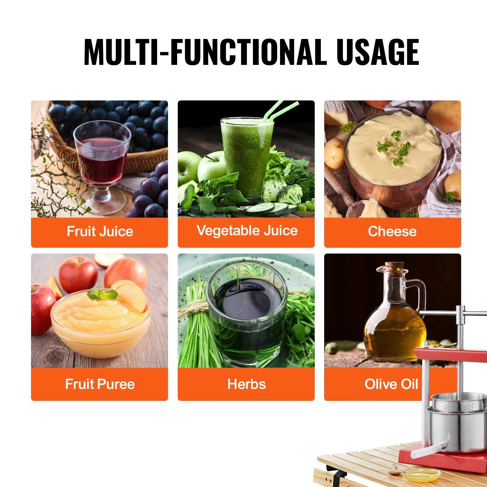 VEVOR 2L 3L 6L Manual Fruit Press Stainless Steel Household Manual Squeezer Cid image 8