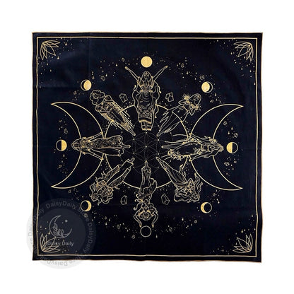 Black Gold Moon Phase Tarot Mat Oracle Mats Altar Cloths Tarot Altar Shrine Clo image 2