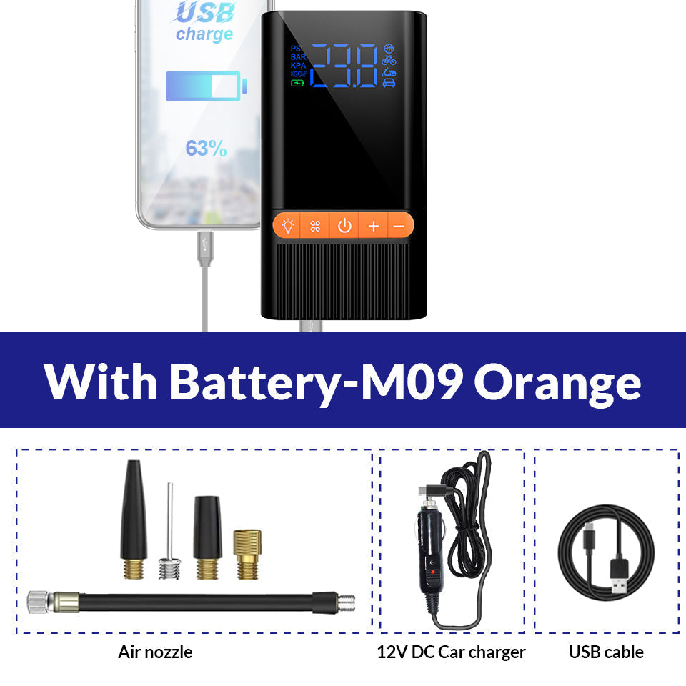 E-ACE Air Pump Inflator Portable Electric Wireless Mini Air Compressor Digital