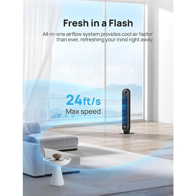 Smart Oscillating Quiet Fans Blow Cold Air, Standing Cooling Floor Bladeless Fa image 3