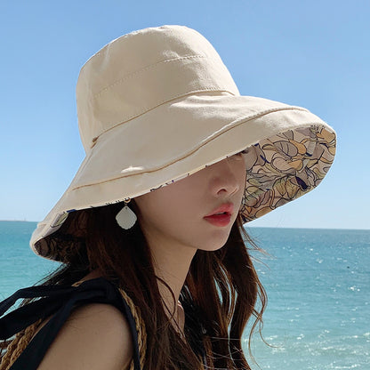 Spring Summer Double-sided Wear Large Brim Fisherman's Hat Hat Women Korea Outd image 2