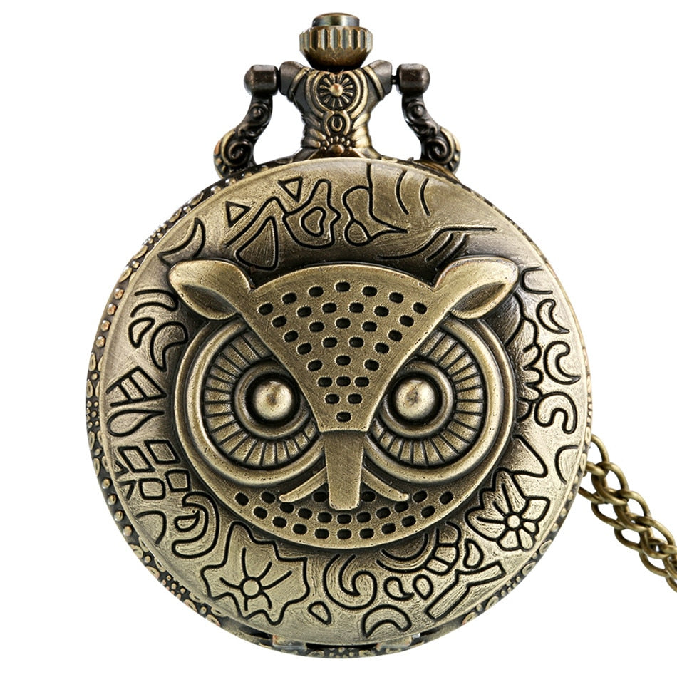 Vintage bronze late sleeping man necklace Quartz pocket watch clock chain Men w image 1