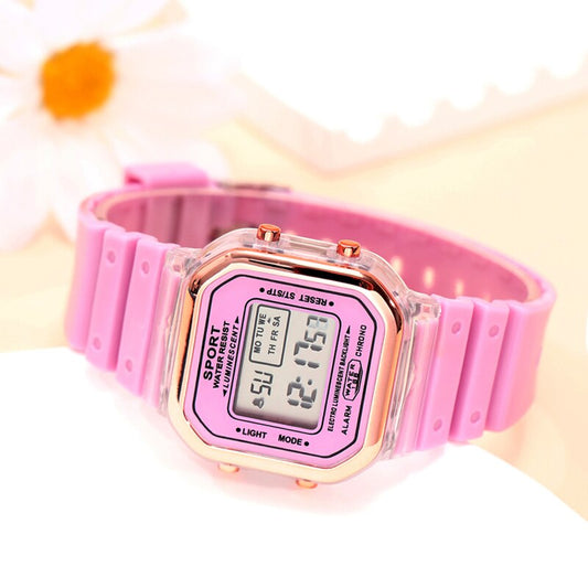 New Fashion Digital Student Transparent Electronic Watch Candy Multicolor LED W image 0