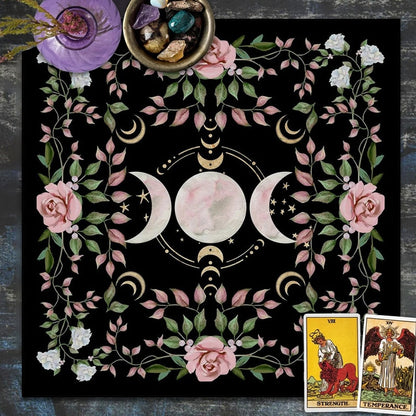 Triple Moon Altar Cloth Alter Cloth Tarot Tablecloth flower Wicca Tarot Mat Dec image 2