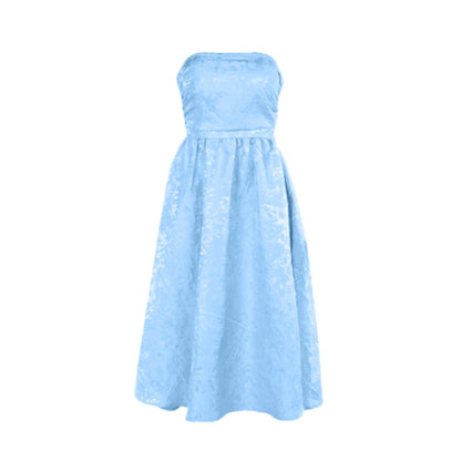  Strapless Party Dresses for Women Summer Elegant Off Shoulder Jacquard Mid image 9