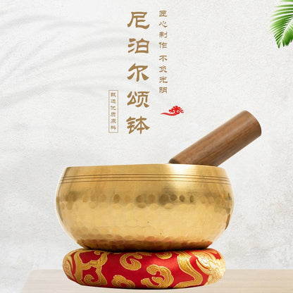 Nepal Handmade Tibetan Bowl with Cushion and Wood Stick Yoga Chanting Sound Hea image 0