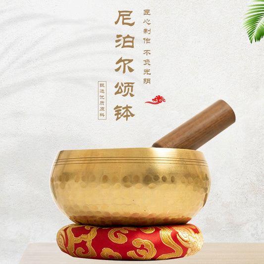 Nepal Handmade Tibetan Bowl with Cushion and Wood Stick Yoga Chanting Sound Hea image 0