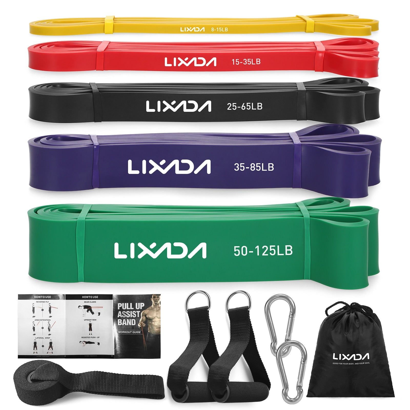 LIXADA 3/5 Pcs Resistance Bands Set Pull Up Loop Bands Home Gym Workout Exercis image 1