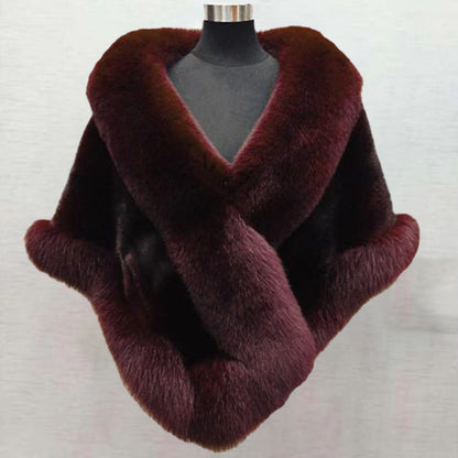 White Faux Fur Wraps Shawl Autumn Winter Wedding Bridal Evening Party W