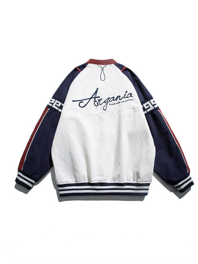 Vintage Y2k Letter Embroidered Jacket Coat Men's Street Trend Wild Pilot Baseba image 4