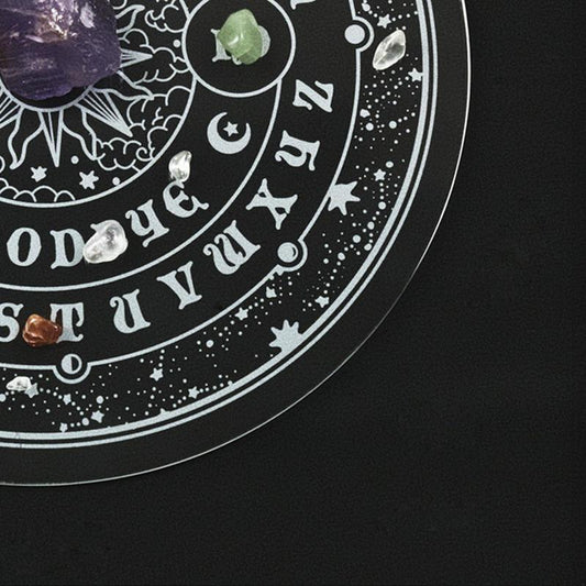 8.6in Clear Acrylic Divination Pendulum Decision Scrying Board With Moon Star M image 0