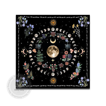 Botanical Moon Flower Tarot Tablecloth Triple Moon Altar Cloth Alter Cloth for image 6