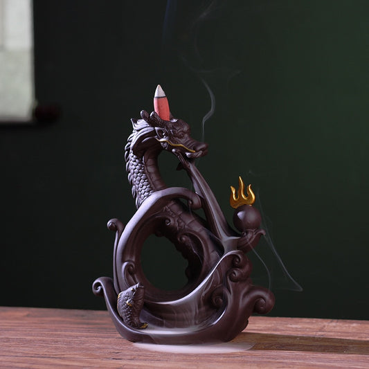 Dragon backflow incense burner ceramic smoke incense burner creative incense or image 0