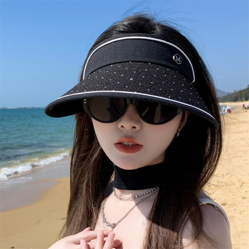 Large Brim Sun Hat for Women Summer Trip, UV Resistant Empty Top, Slim Face, Ve image 2