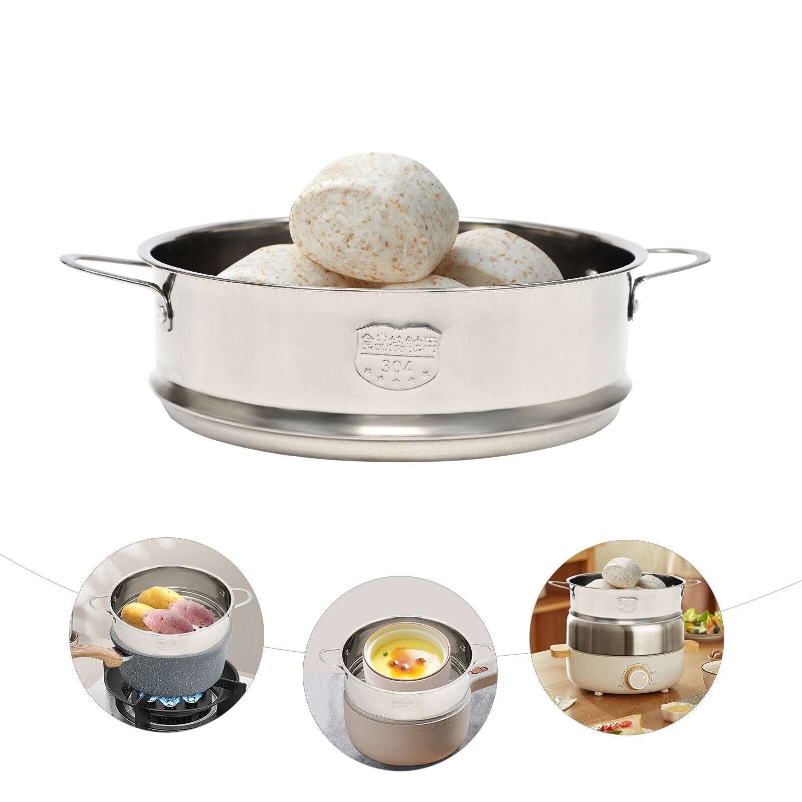 Stainless Steel Steamer 1 Tier Meat Vegetable Cooking Steam Pot Kitchen Tool Us