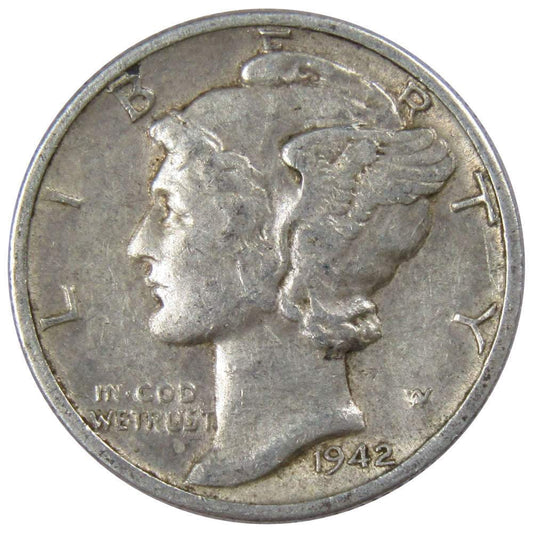 1942 D Mercury Dime XF EF Extremely Fine 90% Silver 10c US Coin Collectible image 0