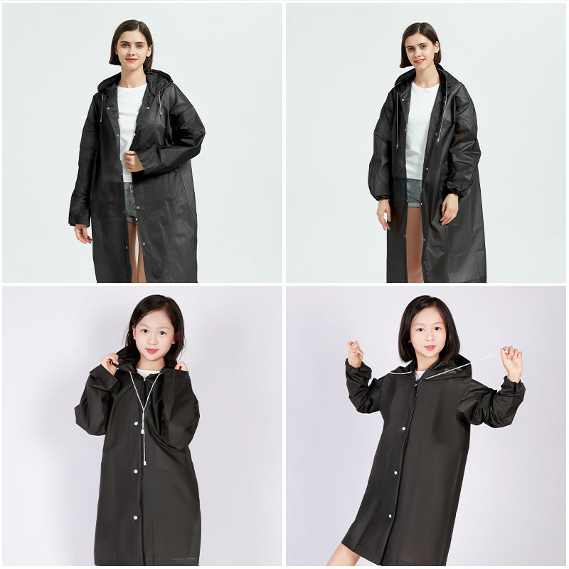 Women Waterproof Long Raincoat Waterproof Hooded EVA Rain Jacket Man Poncho Out image 4