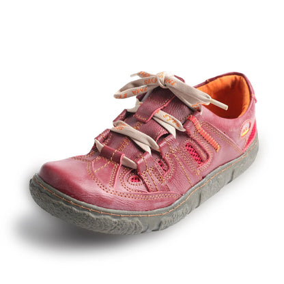 TMA EYES Women's Casual Lace-Up Breathable Mesh and Leather Sneaker