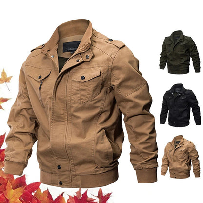 Motorcycle Military Bomber Jacket Men Spring Autumn motor Casual Multi-pocket P image 1