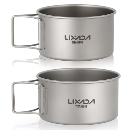 Lixada 450/550ML Titanium Bowls with Folding Handle Outdoor Camping Dinner Food image 2