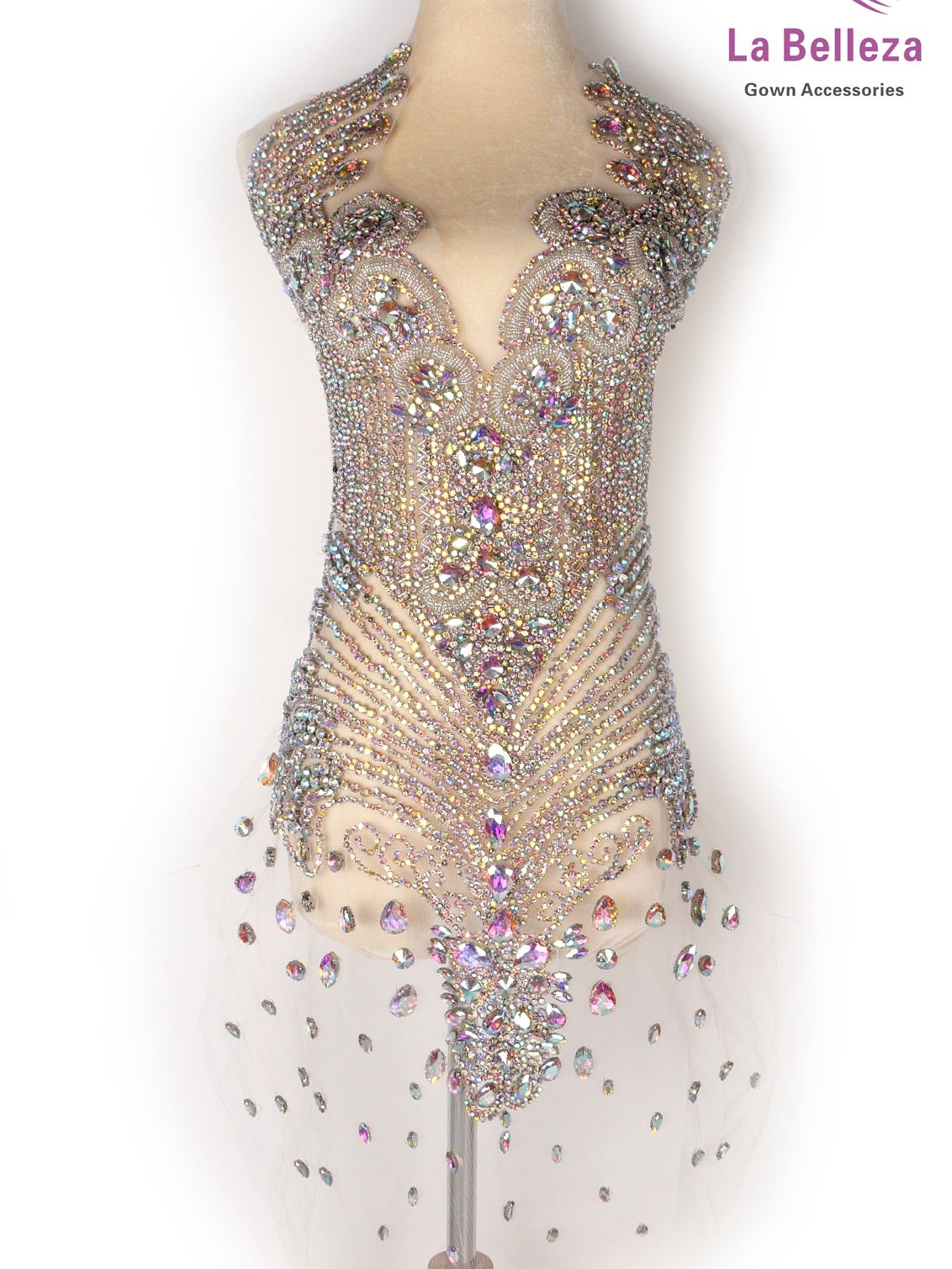 La Belleza black AB  rose gold silver Red crystal rhinestone long rich bodice a image 1