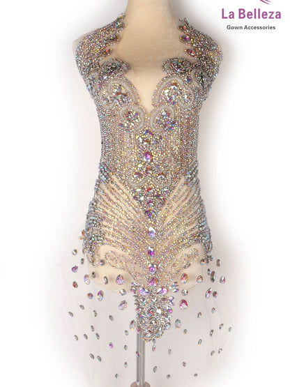 La Belleza black AB  rose gold silver Red crystal rhinestone long rich bodice a image 1